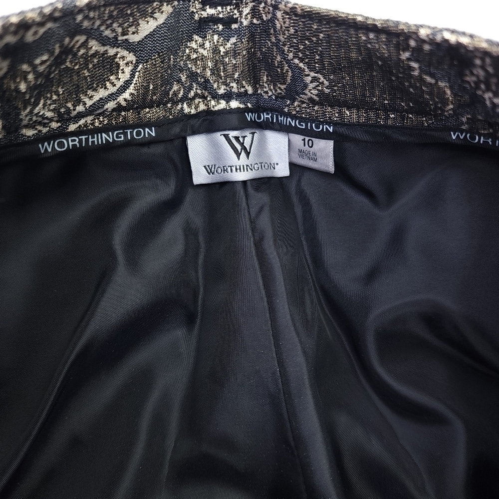Worthington Gray Gold Snakeskin Print Lined Pants Size 10 - Picture 5 of 11